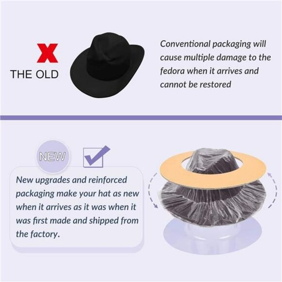 Wide Brim Fedora Hat Two Tone Felt Panama Hat for Women Men Dress Party Gift - Picture 5 of 7